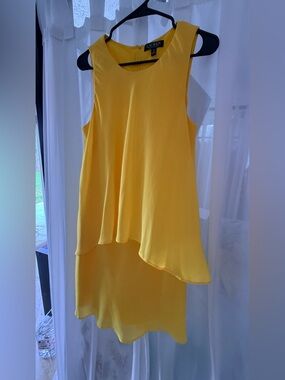 Ralph Lauren Yellow High-Low Sleeveless Layered Dress